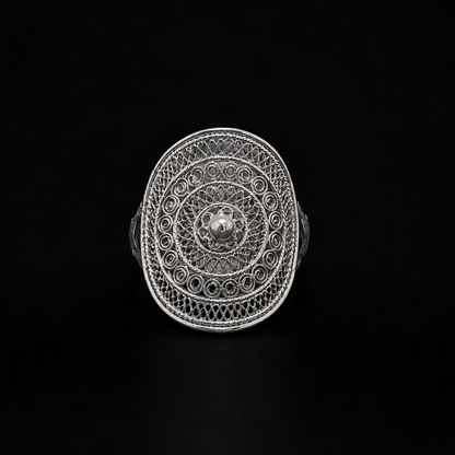 Handcrafted Miao Silver Filigree Ring – 999 Fine Silver Artisan Jewelry