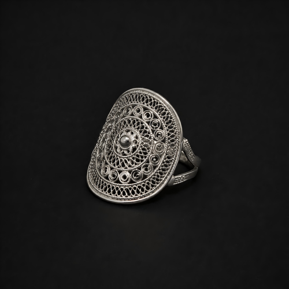 Handcrafted Miao Silver Filigree Ring – 999 Fine Silver Artisan Jewelry