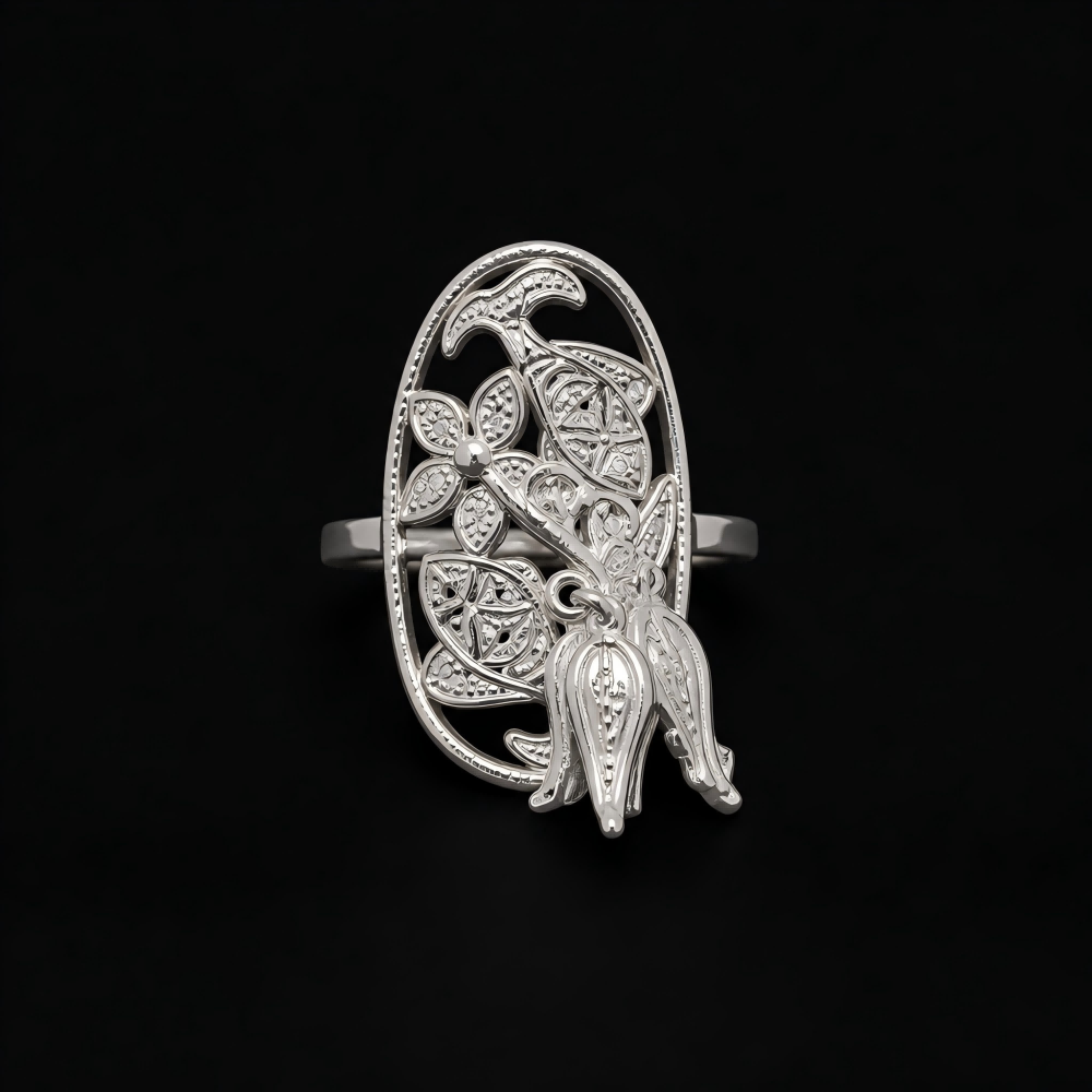 Handcrafted Miao Silver Floral Ring – 999 Fine Silver Artisan Jewelry