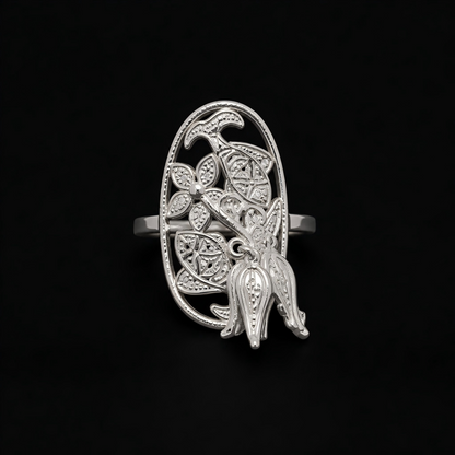 Handcrafted Miao Silver Floral Ring – 999 Fine Silver Artisan Jewelry