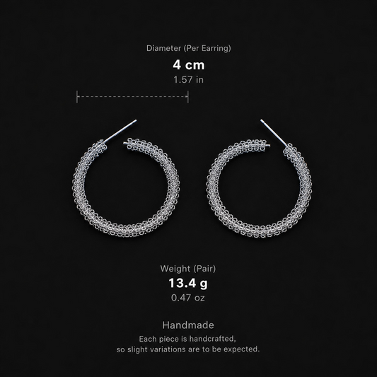 Handcrafted Miao Silver Hoop Earrings – 999 Fine Silver Filigree Hoops