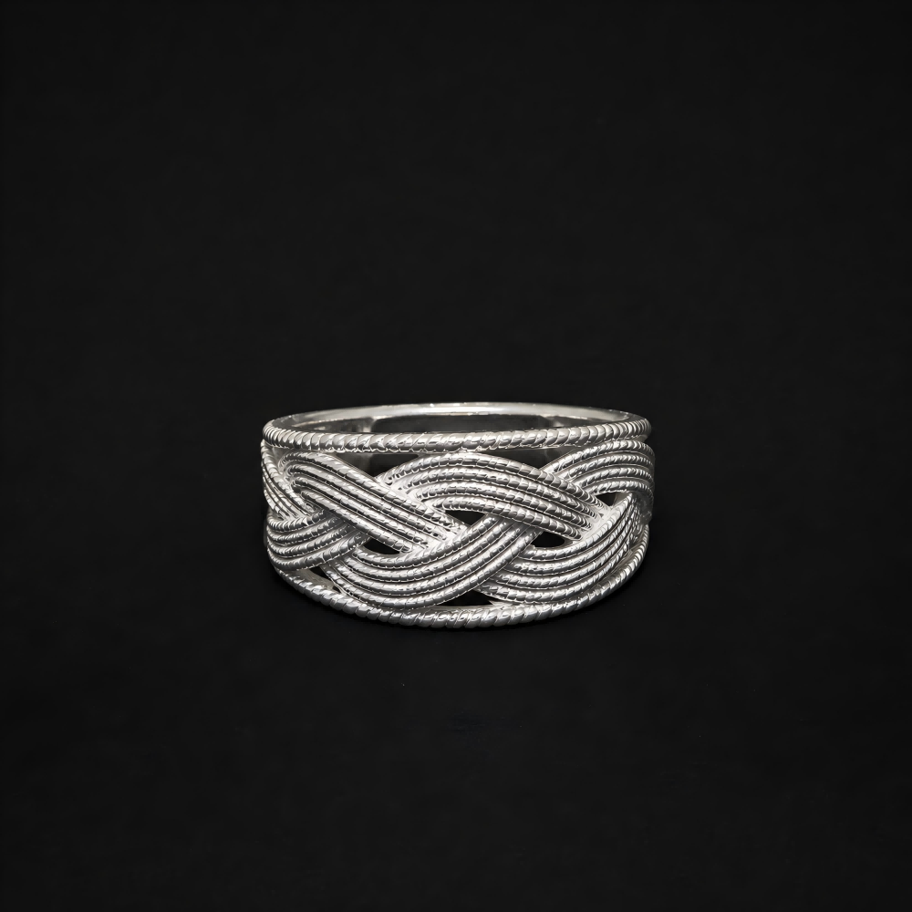 Handcrafted Miao Silver Interwoven Ring – 999 Fine Silver Adjustable Ring