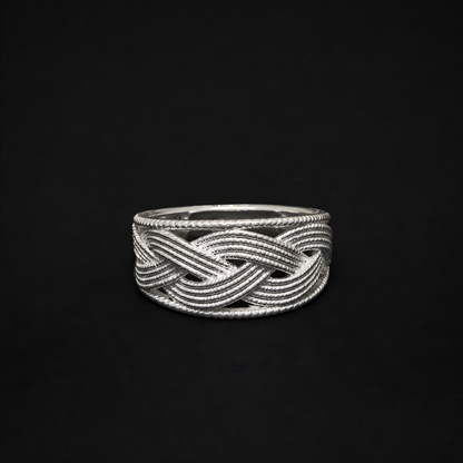 Handcrafted Miao Silver Interwoven Ring – 999 Fine Silver Adjustable Ring
