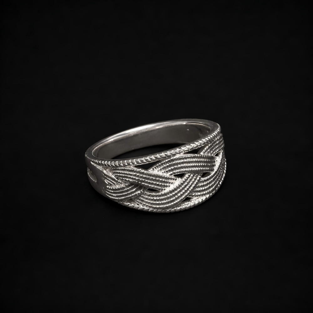 Handcrafted Miao Silver Interwoven Ring – 999 Fine Silver Adjustable Ring