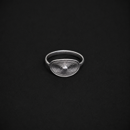 Handcrafted Miao Silver Oval Filigree Ring – 999 Fine Silver Adjustable Ring