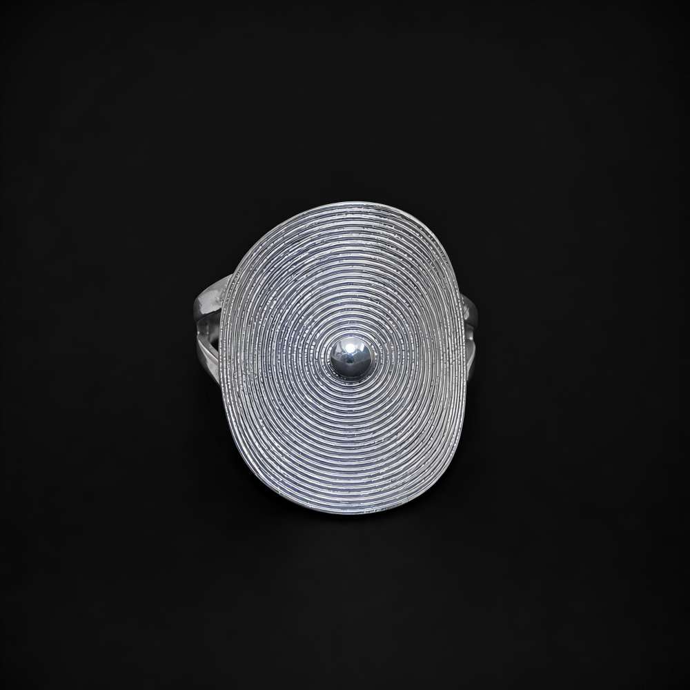 Handcrafted Miao Silver Ripple Ring – 999 Fine Silver Filigree Jewelry