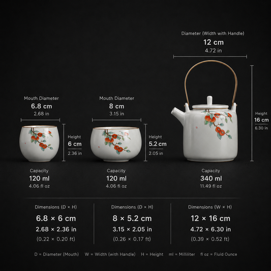 Ru Kiln Persimmon Tea Set – Handcrafted Ceramic Teapot & Cups Set