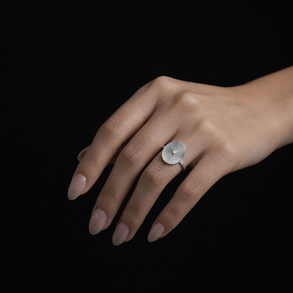 Handcrafted Miao Silver Spiral Ring – 999 Fine Silver Adjustable Ring
