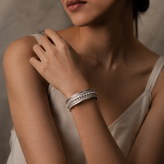 Handcrafted Miao Silver Pattern Bracelet