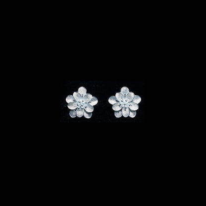 Handcrafted Miao Silver Floral Stud Earrings – 999 Fine Silver Flower Jewelry