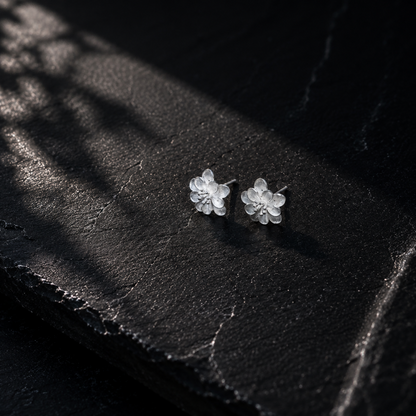 Handcrafted Miao Silver Floral Stud Earrings – 999 Fine Silver Flower Jewelry