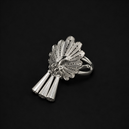 Handcrafted Miao Silver Peacock Ring – 999 Fine Silver Artisan Jewelry