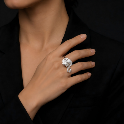 Handcrafted Miao Silver Peacock Ring – 999 Fine Silver Artisan Jewelry