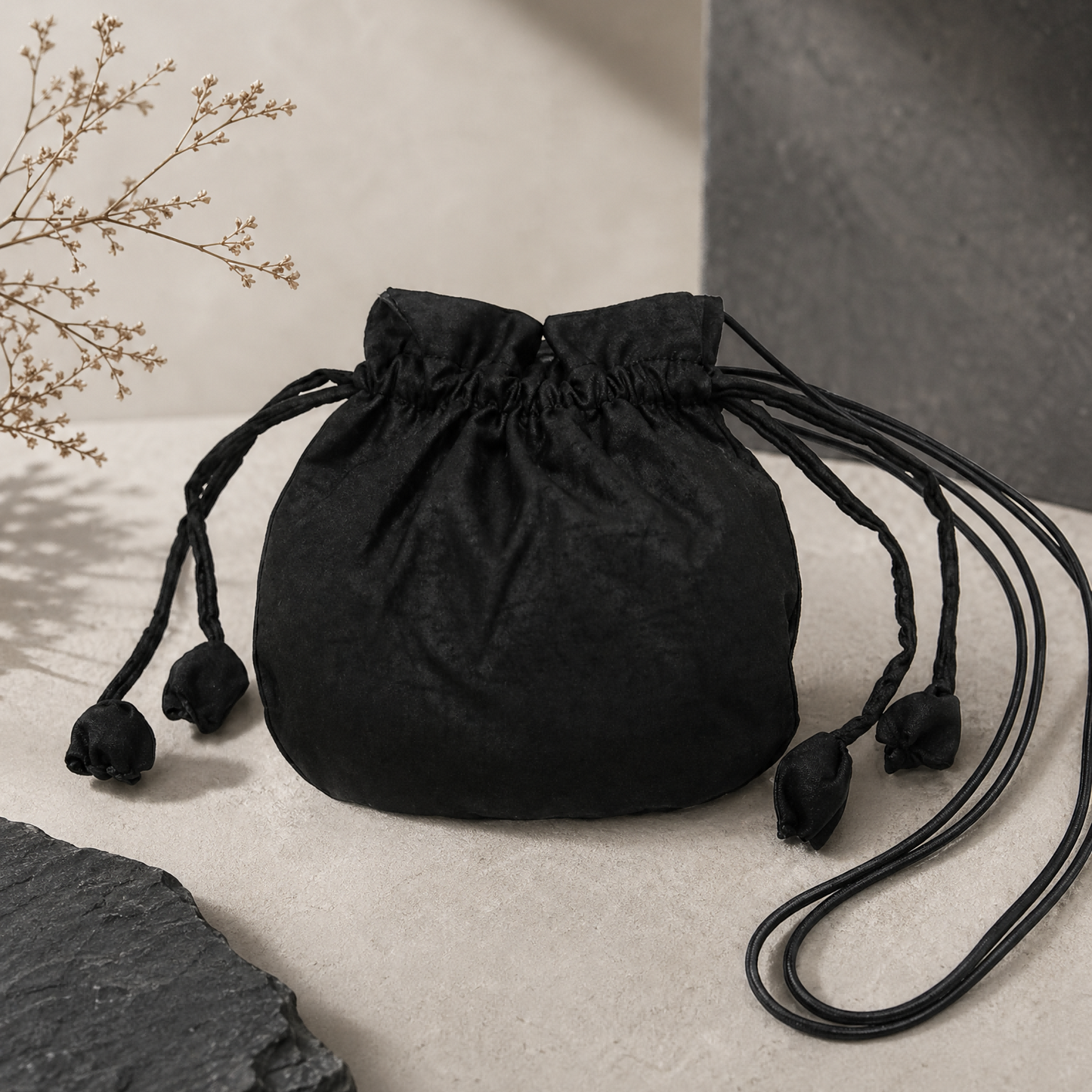 Xiangyun Silk Drawstring Fortune Bag – Mulberry Silk Crossbody Bucket Bag | Orithing