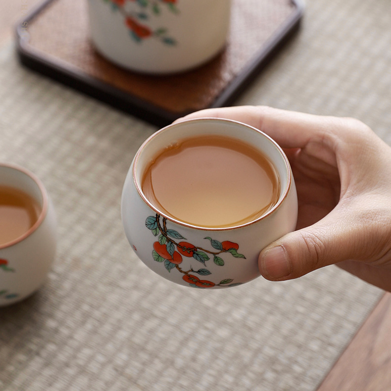 Ru Kiln Persimmon Tea Set – Handcrafted Ceramic Teapot & Cups Set