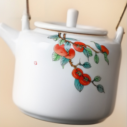 Ru Kiln Persimmon Tea Set – Handcrafted Ceramic Teapot & Cups Set