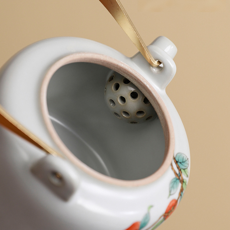 Ru Kiln Persimmon Tea Set – Handcrafted Ceramic Teapot & Cups Set