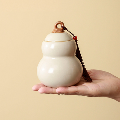 Ru Kiln Gourd Ceramic Storage Jar Gift Set – Handcrafted Tea & Spice Containers