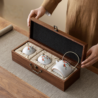 Ru Kiln Persimmon Tea Set – Handcrafted Ceramic Teapot & Cups Set