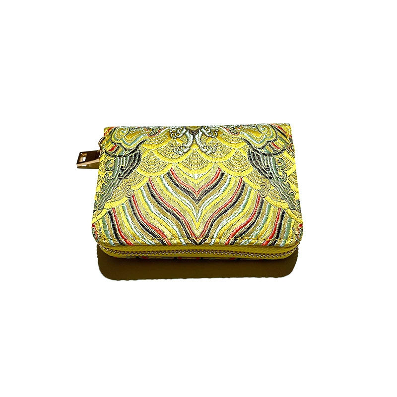 Song Brocade Silk Card Holder Wallet – Mulberry Silk Zipper Card Case | Orithing