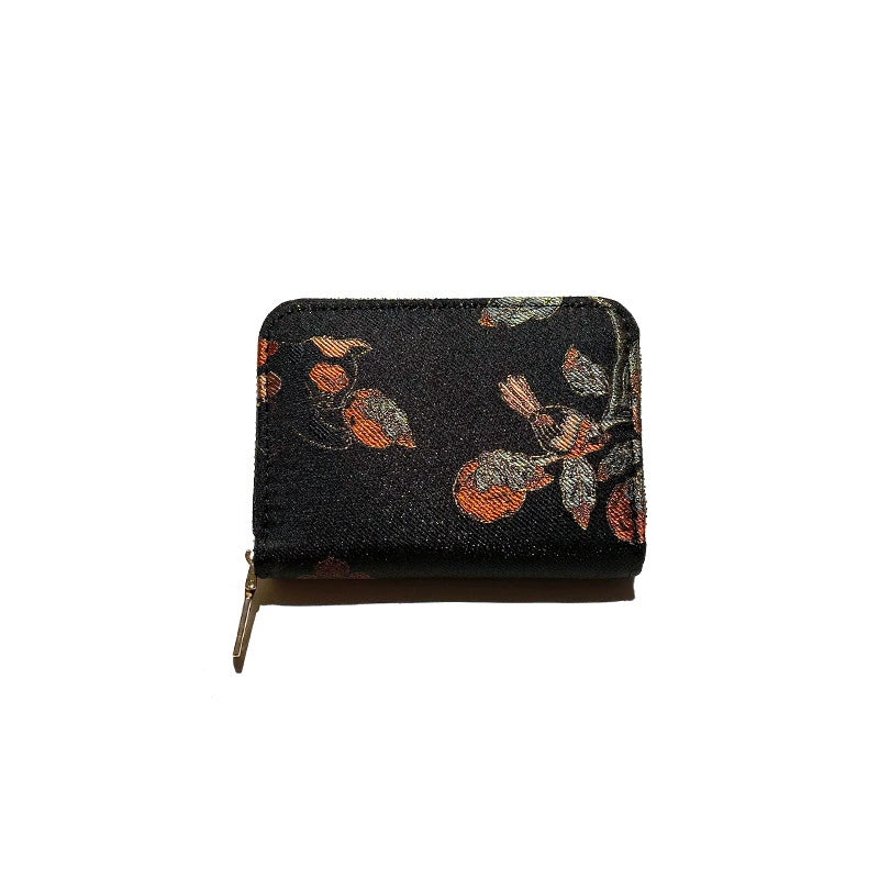 Song Brocade Silk Card Holder Wallet – Mulberry Silk Zipper Card Case | Orithing