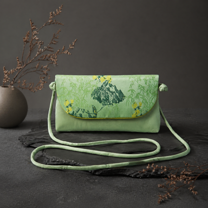 Song Brocade Embroidered Crossbody Phone Bag – Silk Mini Shoulder Bag | Orithing