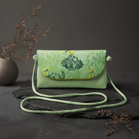 Song Brocade Embroidered Crossbody Phone Bag – Silk Mini Shoulder Bag | Orithing