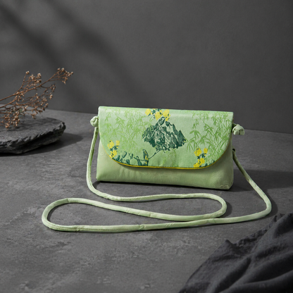 Song Brocade Embroidered Crossbody Phone Bag – Silk Mini Shoulder Bag | Orithing