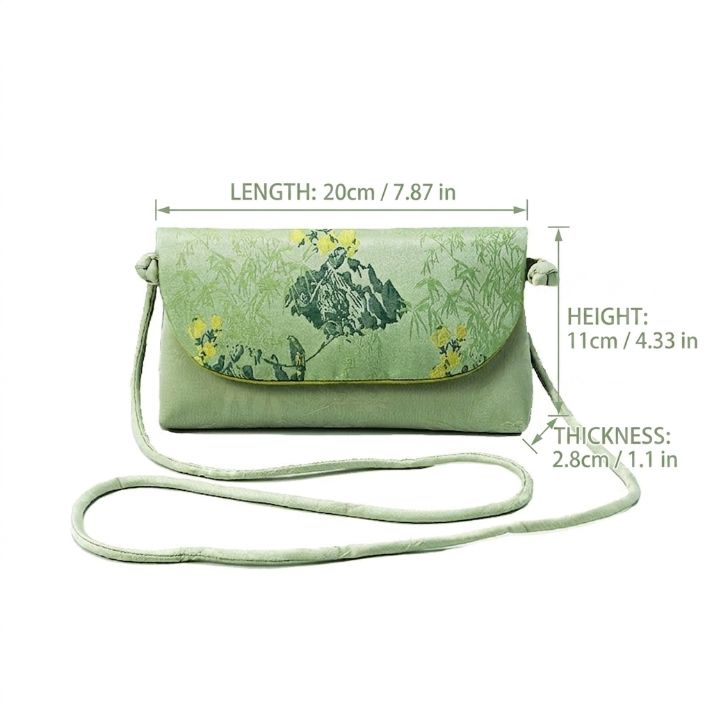 Song Brocade Embroidered Crossbody Phone Bag – Silk Mini Shoulder Bag | Orithing