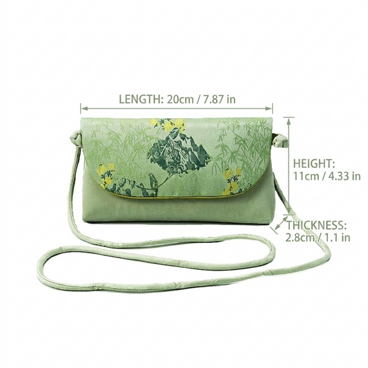 Song Brocade Embroidered Crossbody Phone Bag – Silk Mini Shoulder Bag | Orithing