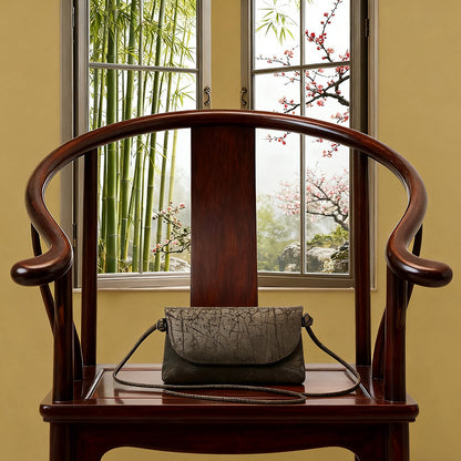 Xiangyun Silk Crossbody Bag – Embroidered Floral & Crackle Pattern Phone Bag | Orithing