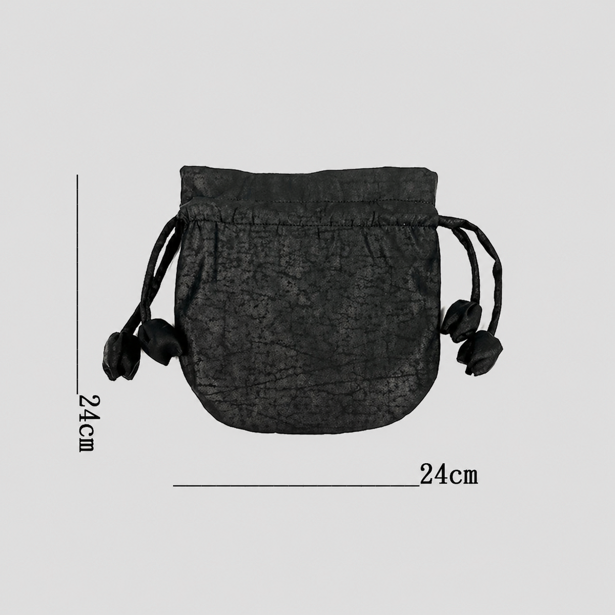 Xiangyun silk drawstring bag: Dimension diagram of the black pouch